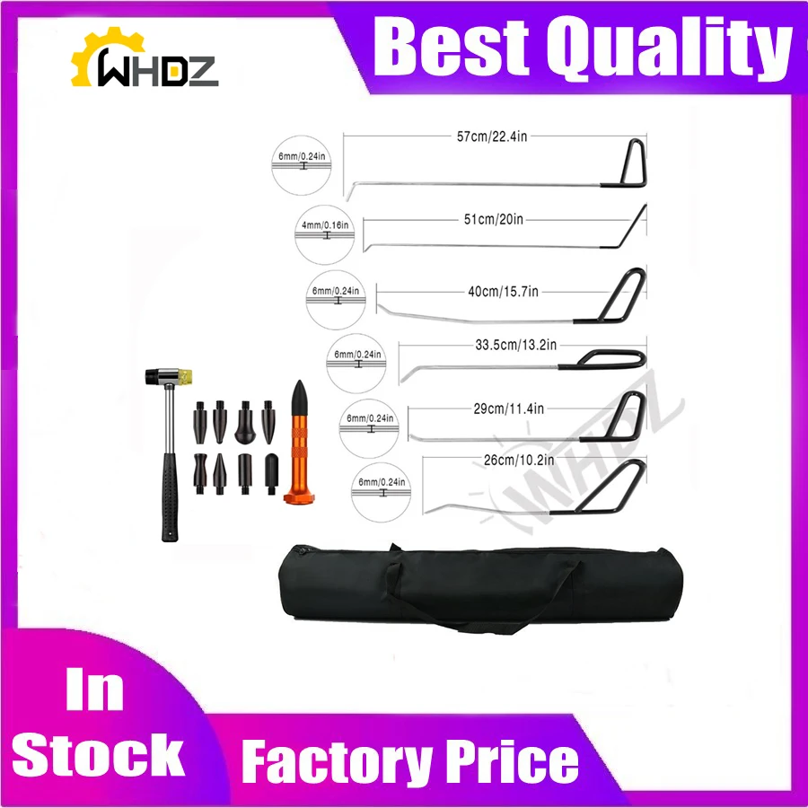 

Hook Tools Push Rod Car Crowbar Paintless Dent Repair Tools Dent Lifter Kits Ding Hail Puller Set