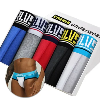 

5Pcs/lot Men's Sexy Underpants Gay Man Underwear Breathable men's cotton briefs calzoncillo hombre Panties underpants lot OR194