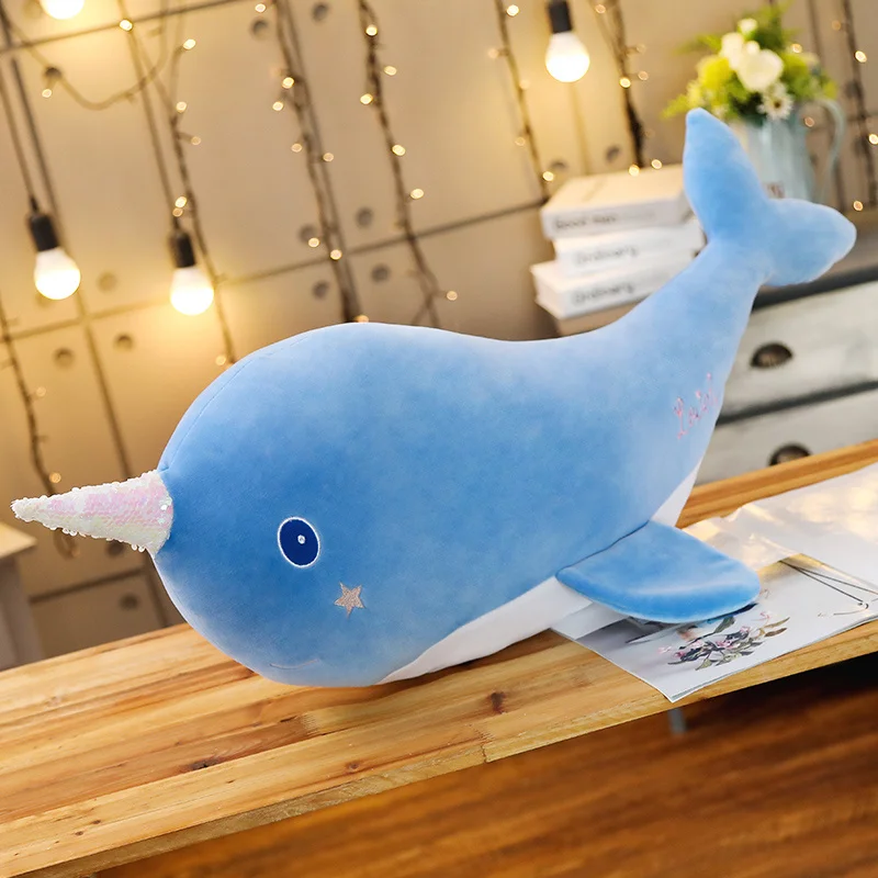 

Lovely unicorn long shape whale soft plush pillows whale stuffed whale toy gifts for children