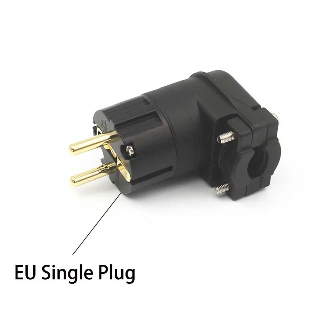 EU Single plug Студенческий HiFi локоть золотое покрытие США/AU/EU разъем питания IEC разъем музыкальный компакт-диск фильтр динамик усилитель переменного тока Шнур питания Кабельный штекер - Цвет: EU Single plug