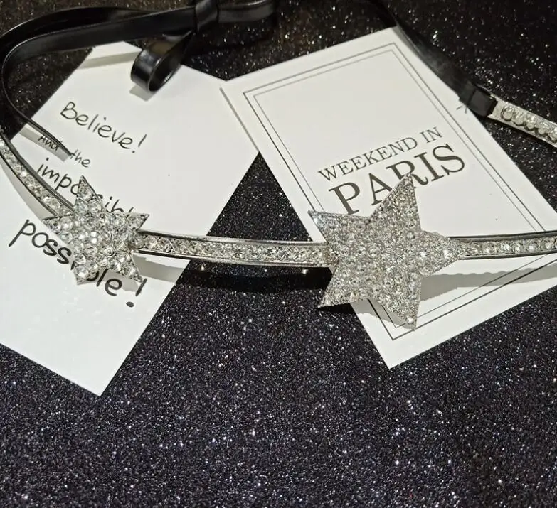 Fashion show leather rope women waist chain Flash drill five-pointed star ladies dress belt accessories