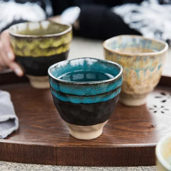 

1Pcs New 220mL Creative Japanese Ceramic Pottery Tea Cup Tea Cup 4 Styles Stoneware Cup Tea Set Cup Coffee Cup Gifts for Friends
