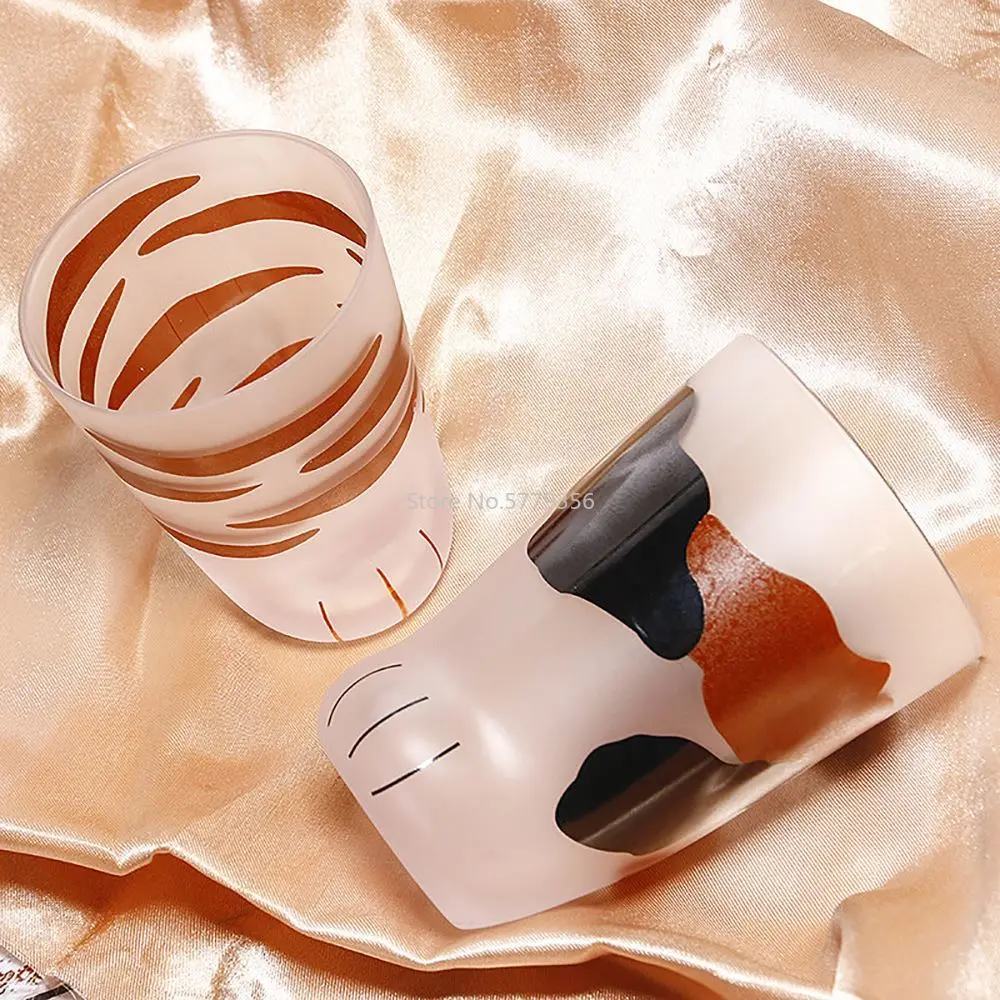 230/300ml Mug Heat-Resistant Glass Cat Cup Tiger Paws Office Matte Cat Paws Creative Milk Coffee Cup Cute Children Drink Bottle