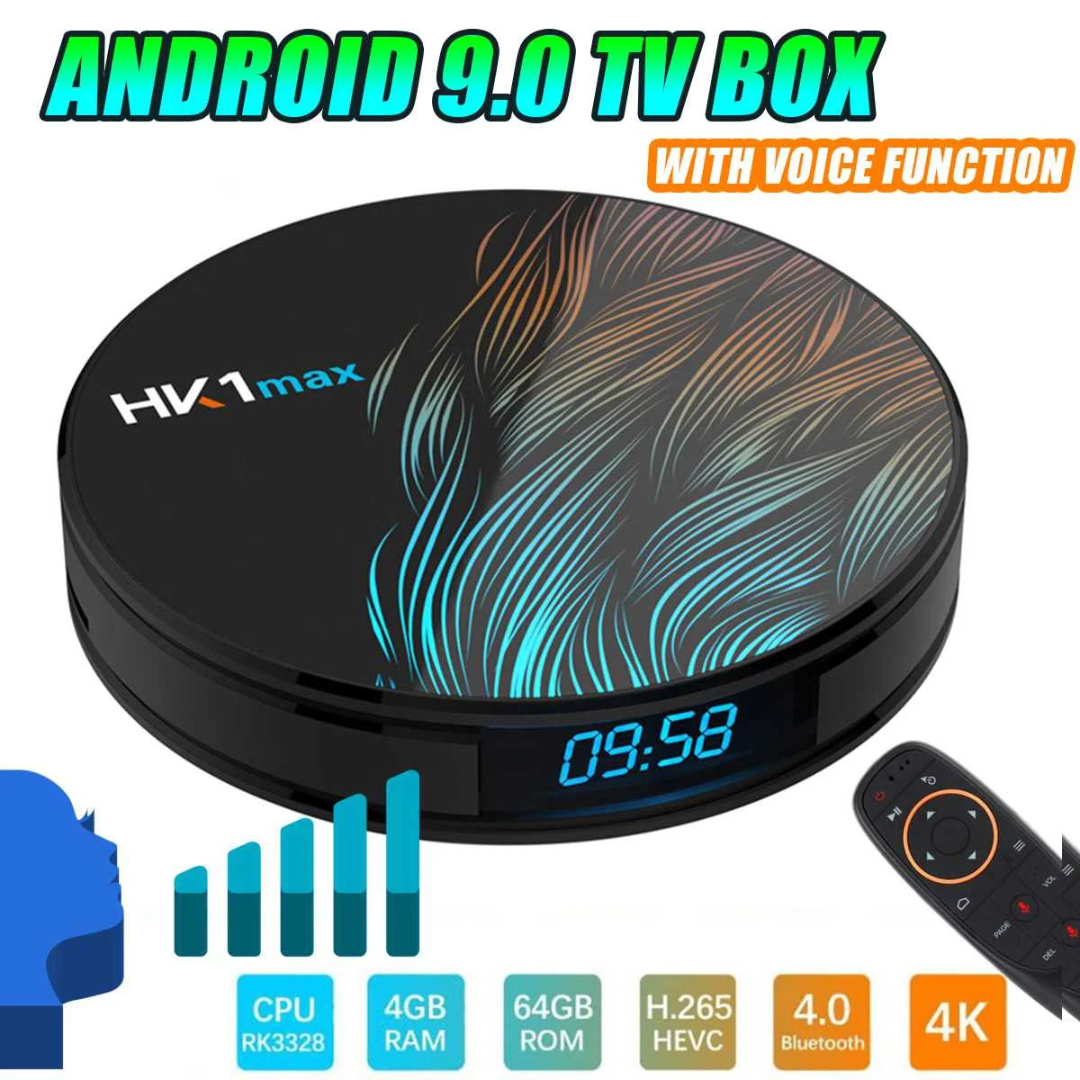 Android 9,0 HK1 MAX Мини Смарт ТВ-приставка 2,4G/5G Wifi четырехъядерный BT 4,0 телеприставка Netflix медиаплеер Голосовое управление PK X96 RK3318