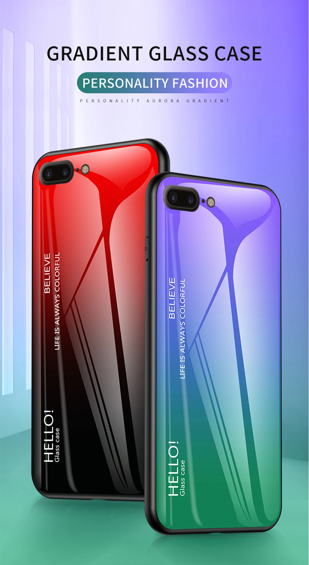 Силиконовый чехол-бампер с полной защитой для телефона Apple iphone 6, 6 S, 7, 8 Plus, чехол, модный стеклянный чехол для телефона