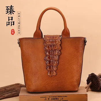 

NewRetroFashion Women's Genuine Leather Handbag Full-Grain Leather Handbag genuine leather mini bag fashion tote bag women bag