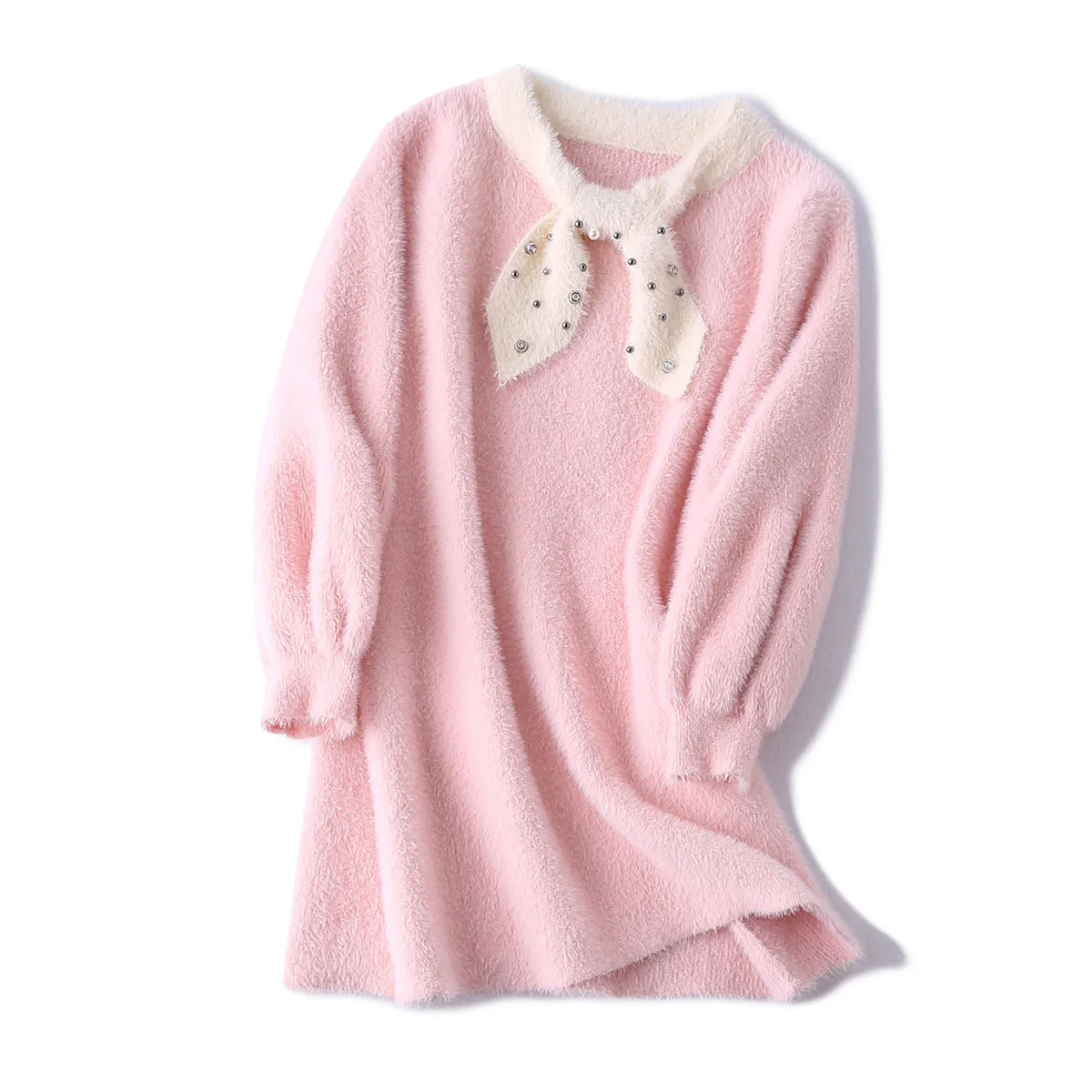 Новые зимние свитера для девочек модные свитера Одежда для детей 4-14 лет - Цвет: Розовый