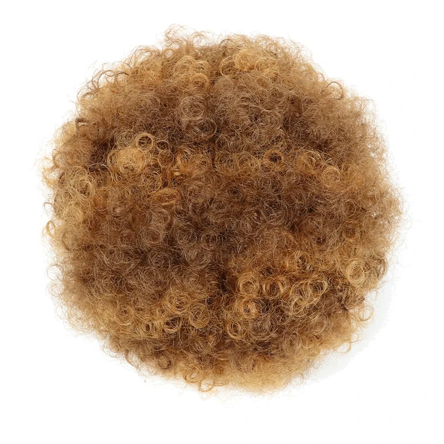 2PCS Short Afro Hair Bun Puff Synthetic Kinky Curly Chignon Hairpiece For Women Drawstring Ponytail Updo Hair Extensions Q9 6H27