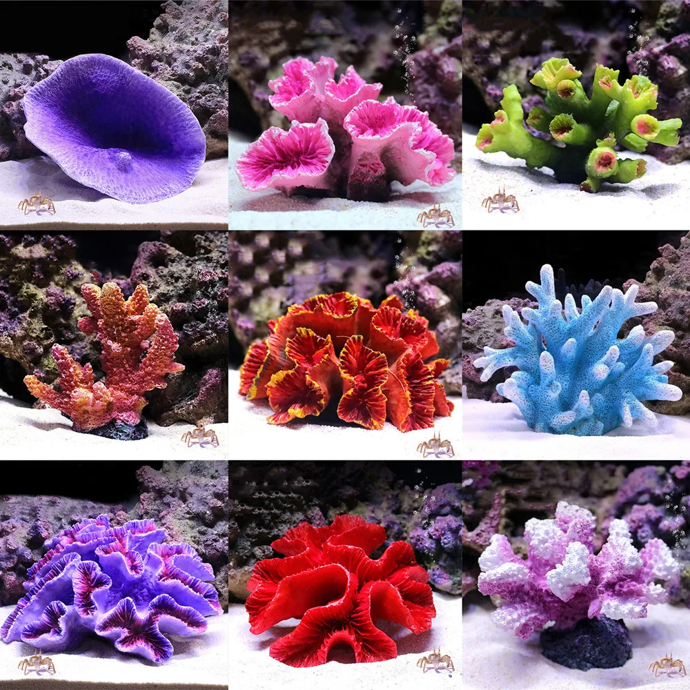 Artificial Resin Coral Reef Aquarium Plants Ornament Landscaping Fish Tank Equipment Home Micro Landscape Decoration Accessories 11 leaves silicone glowing artificial fish tank ornaments coral plants underwater aquarium decorations fish tank accessories