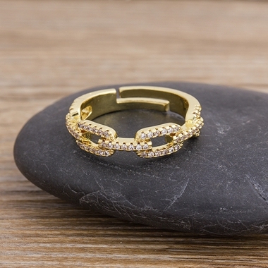 Fashion 12 Styles Multi-layer Wide Rainbow Crystal Rings for Women Adjustable Copper CZ Opening Geometric Ring Jewelry