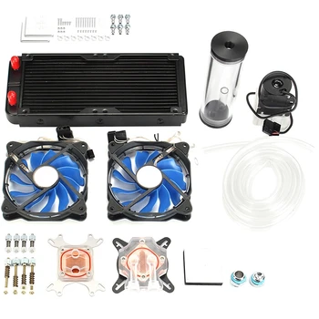 

Diy Pc Water Cooling Kit With 240Mm Water Row + Cpu Water Cooling System Kit Computers Radiator Pump Reservoir Heat Sink