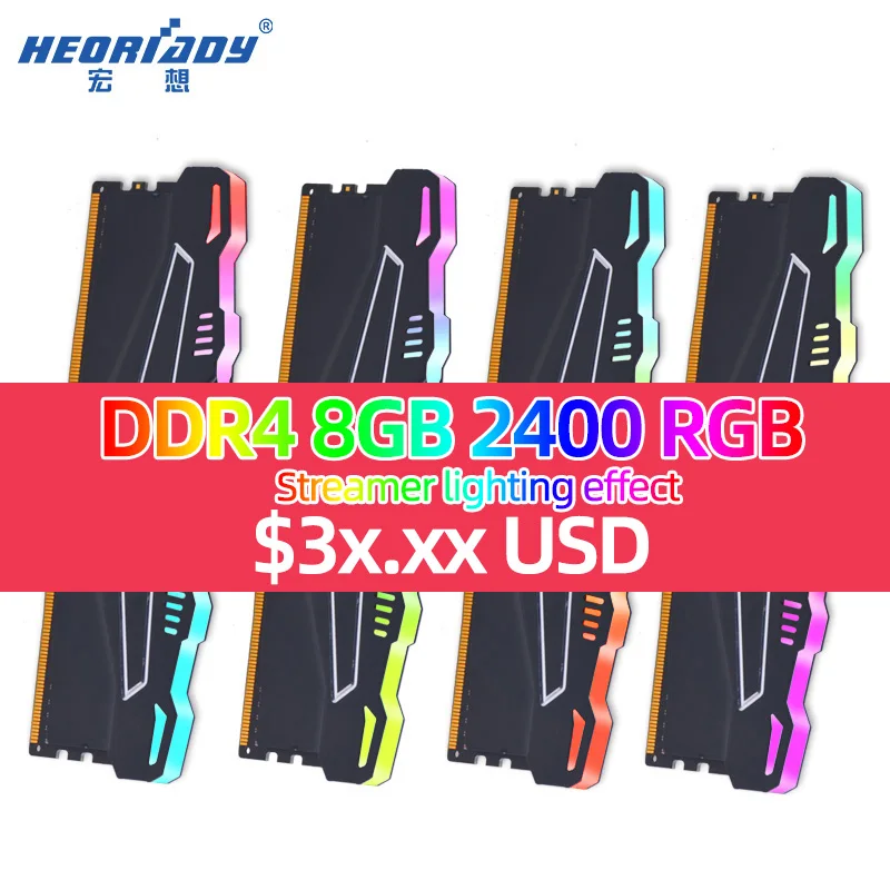 Heoriady 8 Гб ddr4 2666 2400 RGB ОЗУ памяти компьютера настольных игр охлаждающий ремень Варианты 4 оперативной 16
