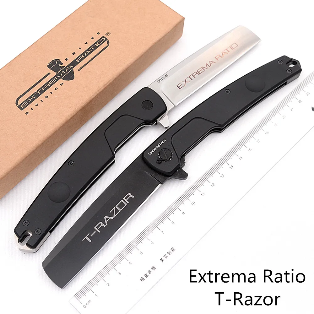 JUFULE New Extrema Ratio T-Razor Aluminum N690 Folding Blade Ball Bearing Outdoor Kitchen Tactical Camp Hunting EDC tool Knife