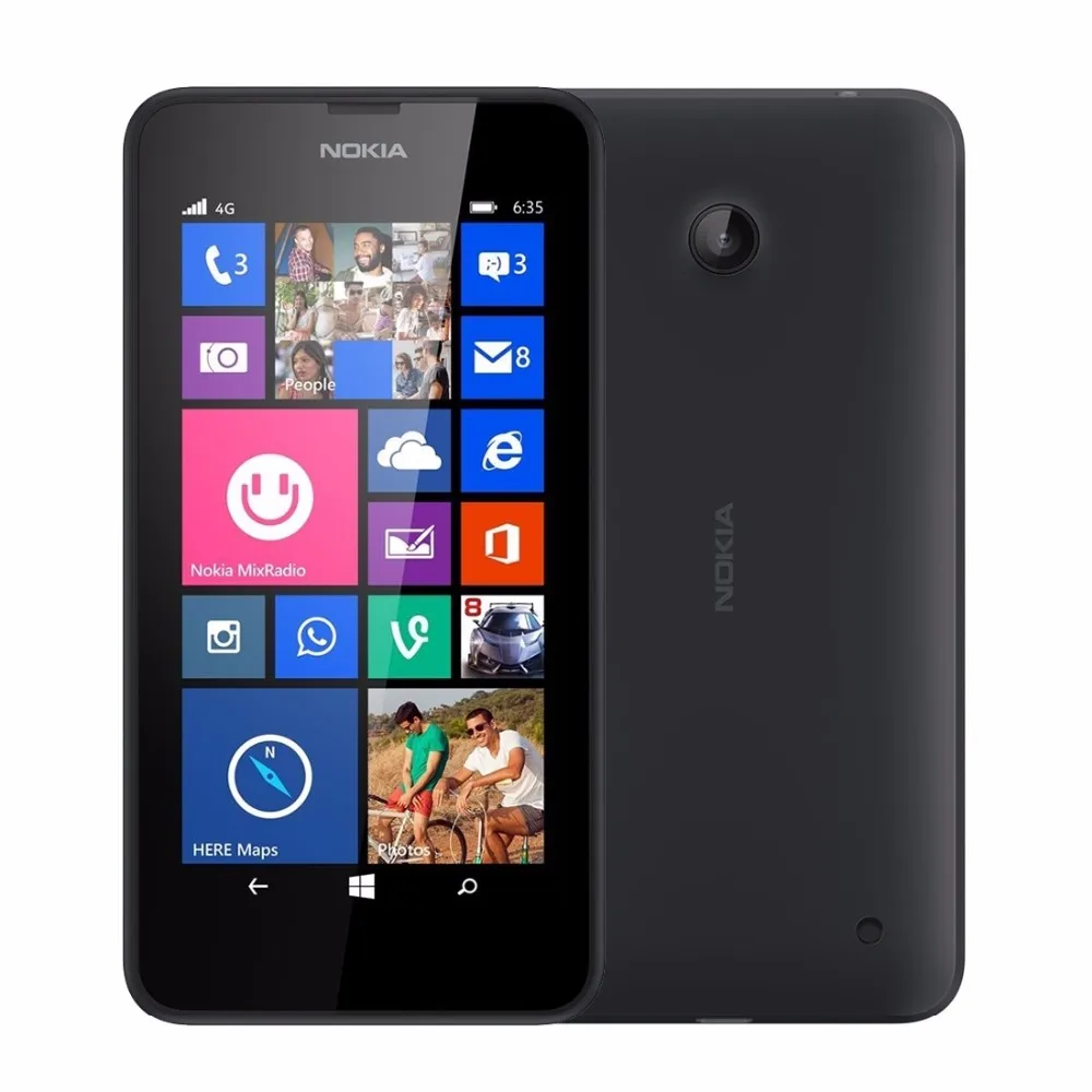 Unlocked Original Nokia Lumia 635 4.5" Quad Core Windows Cellphone  830mAh 8G ROM 5.0MP WIFI GPS 4G LTE smartphone Mobile Phone giffgaff refurbished phones
