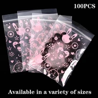 Pink Rabbit Small Plastic Zipper Bag Ziplock Bag Ziplock Pill Packaging Pouches Mini Zip lock Bags Plastic Packaging Bags 100pcs 1