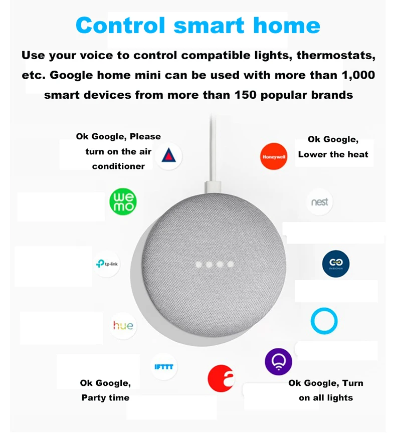 Google Home Mini Work With Google Assistant Smart Voice Speaker For Smart Home Smart Home Control Aliexpress