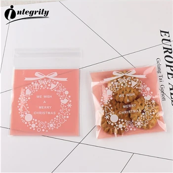 CUTE 23 {D& P 100pcs 10X10+ 3 см Рождество печенья конфеты упаковки хлеба самоклеящаяся Пластик печенье закуски выпечка посылка милые сумки через плечо - Цвет: CUTE 23