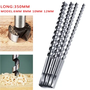 

4pcs 350mm*6/8/10/12mm High Speed Steel Extra Long Hex Shank Wood Drill Bit Set Power Tool & Air Tool Accessories