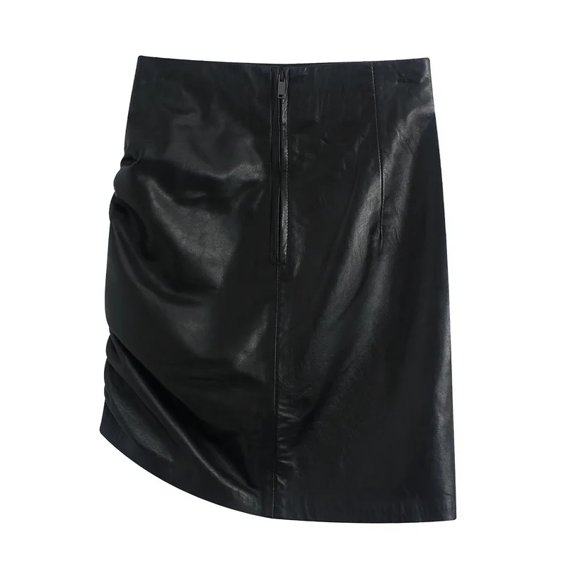 Черная юбка из искусственной кожи весна Новая мода выше колена Нижняя современная Женская мини-юбка