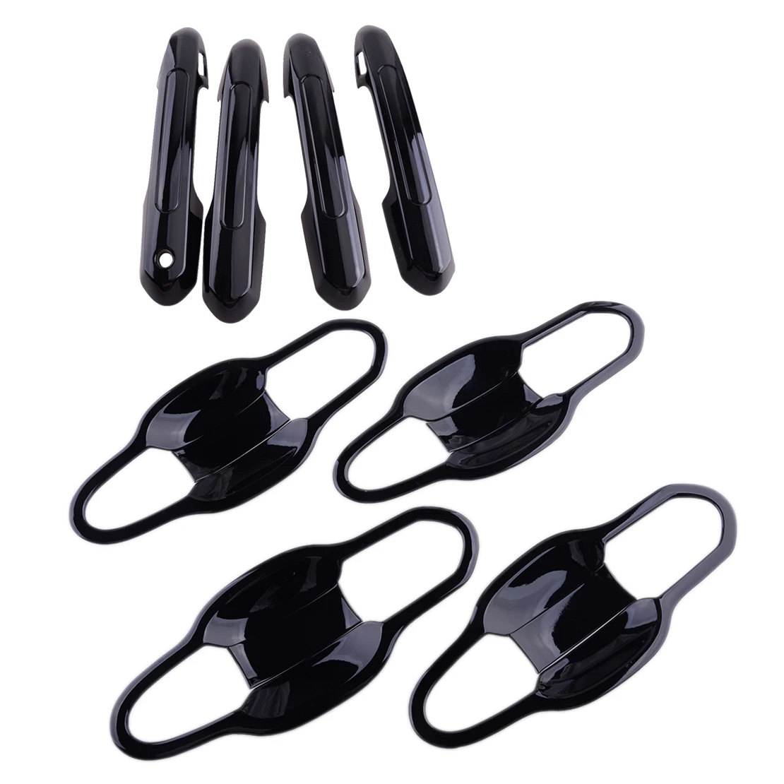 

4 Sets Car Front Rear Left Right Door Handle & Bowl Cover Protector Trim Kit Fit for Toyota RAV4 2019 2020 2021 Gloss Black ABS