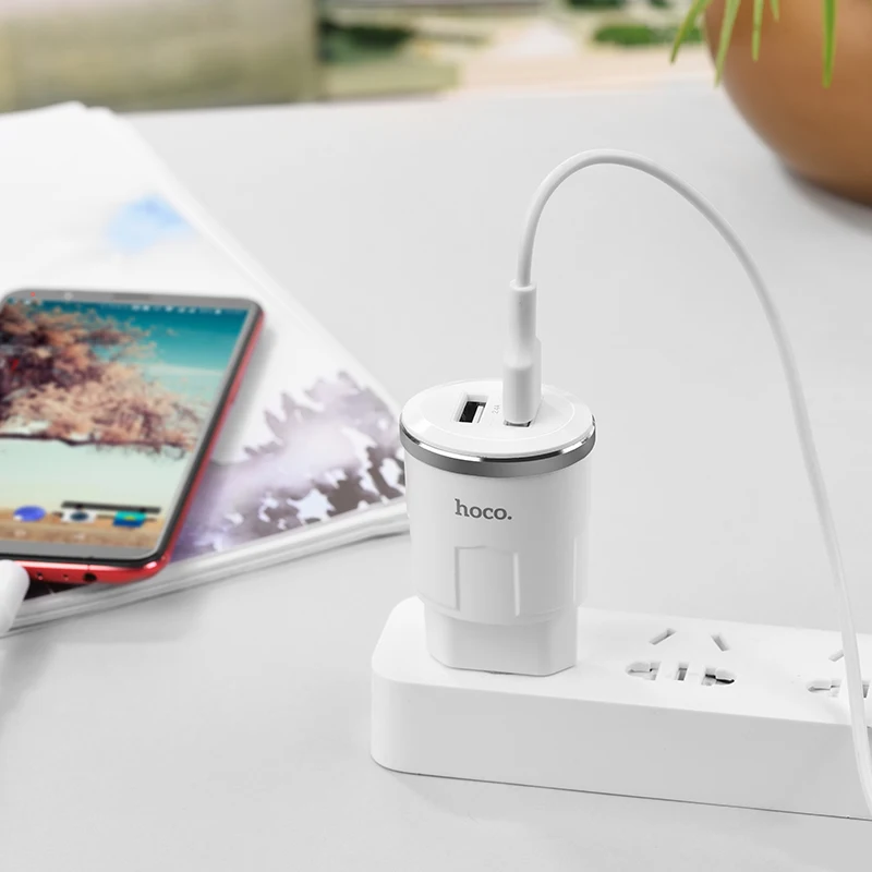 HOCO C38A, 21 шт./лот,, 5 В, 2,4 А, USB зарядное устройство для iPhone 11 Xs Max, евро вилка, настенное зарядное устройство, адаптер для samsung, Xiaomi, huawei