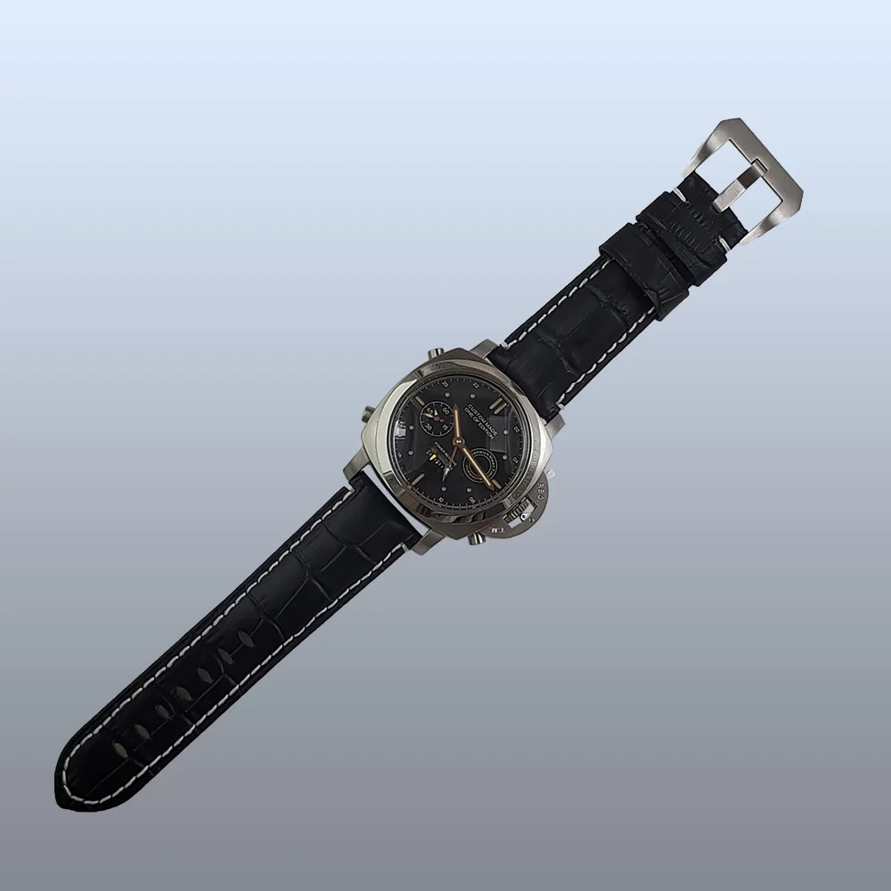 Часы автоматический запас мощности 44 мм военный световой указатель серебро 316L нержавеющая сталь Чехол кожаный ремешок S32
