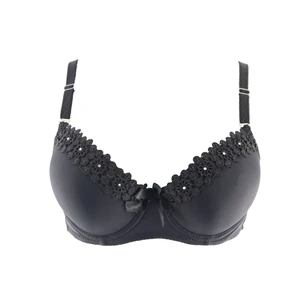 Black Plusgalpret, сексуальный бюстгальтер с глубоким v-образным вырезом, бюстгальтеры с полным покрытием, пуш-ап, Bh, цветочное кружевное нижнее белье с мягкими чашечками ABC, нижнее белье для женщин, размер 36A-42C - Цвет: Black