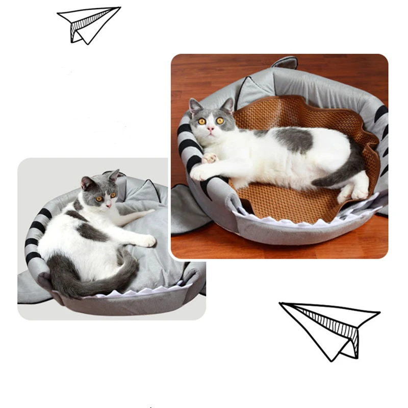 Sharktype Pet Nest Pet Cat Bed Indoor Kitten Nest Collapsible Cat Cave