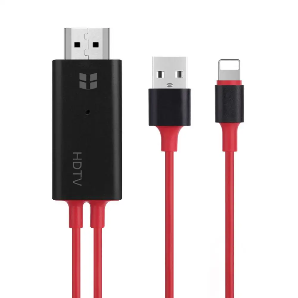 Для iPhone iPad Lightning и зарядным устройством USB к HDMI адаптер конвертер кабель HDTV 1080P ТВ
