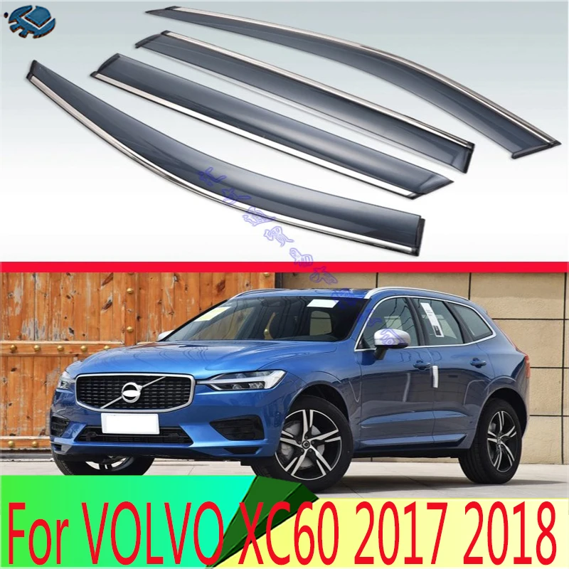 Per Volvo Xc60 2017 2018 Accessori Per Auto Visiera Esterna In Plastica Vent Shades Finestra Sun Rain Guard Deflettore 4 Pezzi