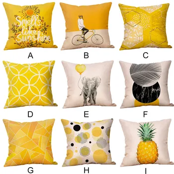 

Pillow Case Mustard Pillow Case Yellow Geometric Fall Autumn Cushion Cover Decorative Ornaments Christmas Santa Claus Gift #