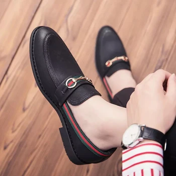 

Men PU Leather Fashion Shoes Low Heel Loafers Shoes Dress Shoes Brogue Shoes Spring Ankle Boots Vintage Classic Male CasualLP301