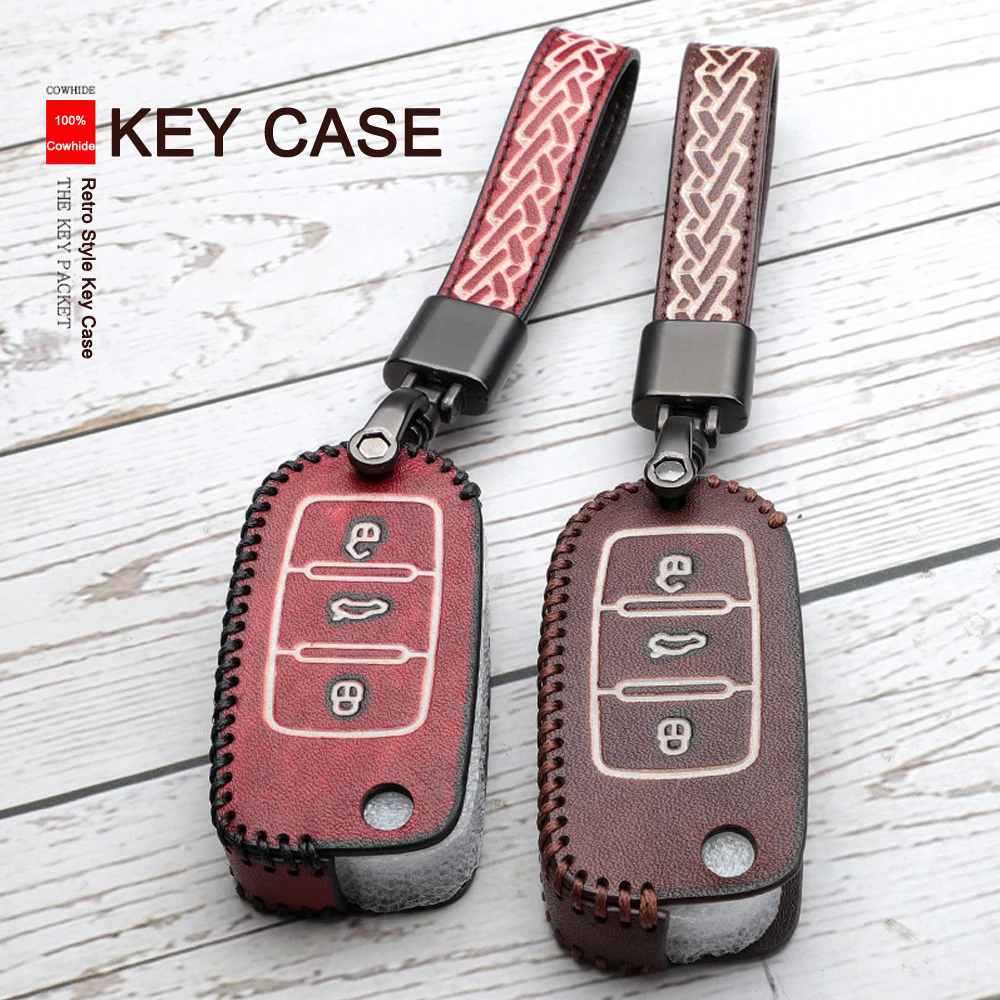 Hot Sale 3 Button High Quality leather Car Key Wallet Case Bag Cover For Skoda Octavia(2007-) Folding Auto Shell Accessories