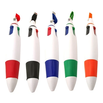 

Creative Plastic 4 In 1 Colorful Ballpoint Pen Multi-color Ball Pen School Stationery Cute Writing Pen With Hanging Rope Gift