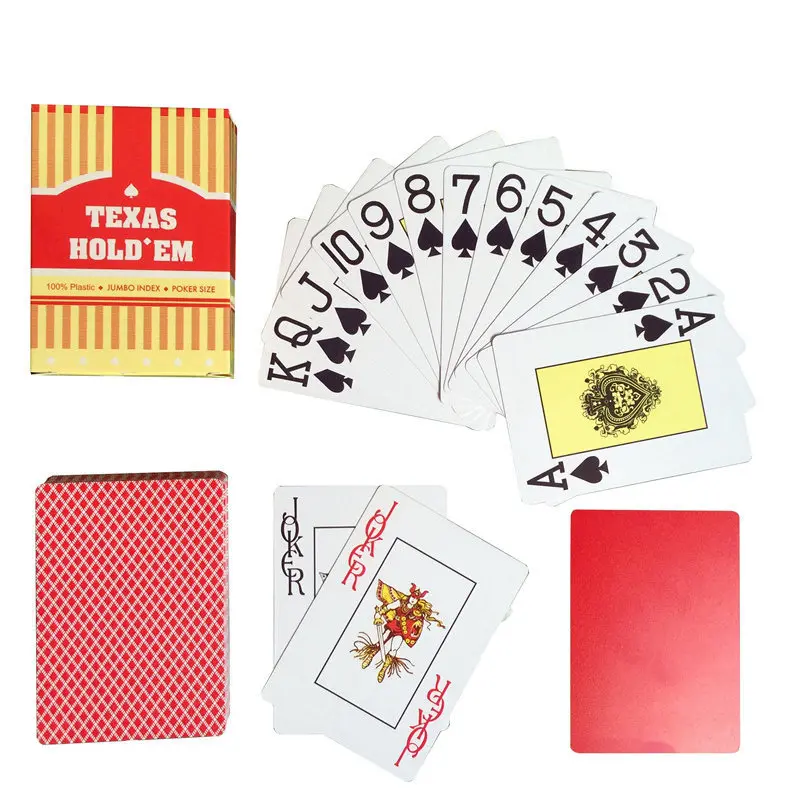 K8356 новые Baccarat Texas Hold'em пластиковые игральные карты водонепроницаемые атласные для покера карты; настольные игры 2,48*3,46 дюймов Большие буквы - Цвет: 1Red