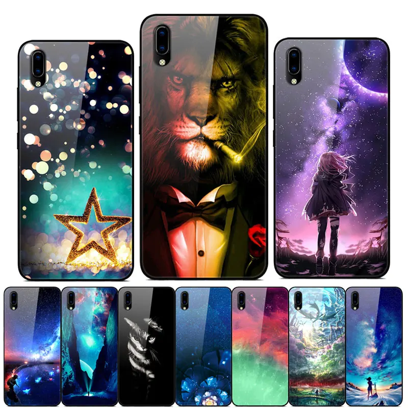 ДЛЯ Vivo Y91C чехол Модный стеклянный жесткий чехол для телефона для Vivo Y91i Y 91i Vivo91i Y 91C Мягкий ТПУ бампер на Vivo Y91C Coque