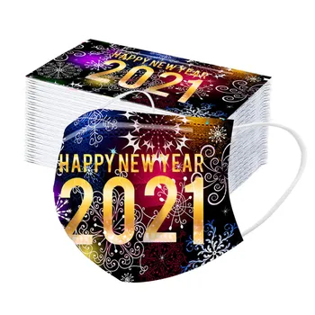 

50pc Adult's Fashion Fireworks Printed Mask Mondkapjes Disposable Filter Protective Face Masks Meltblown Cloth Reusable Mask