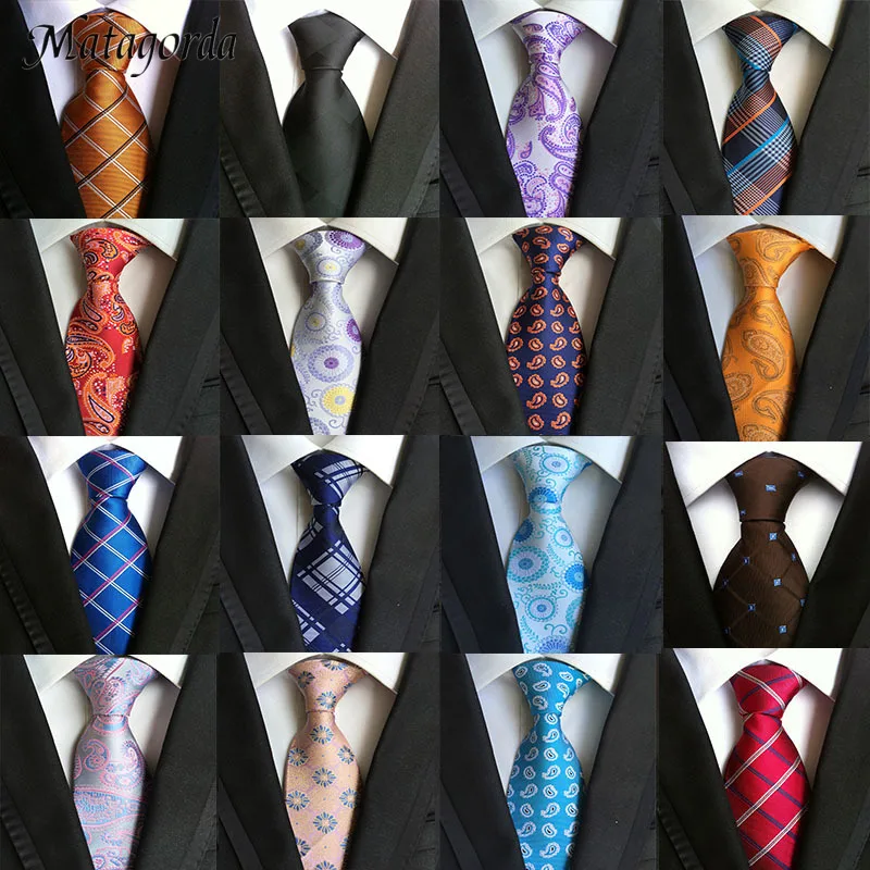 

Matagorda Men Necktie Silk Tie Striped Grid Paisley Pattern Neckwear for Man Business Wedding Party Gravata Mens Accessories