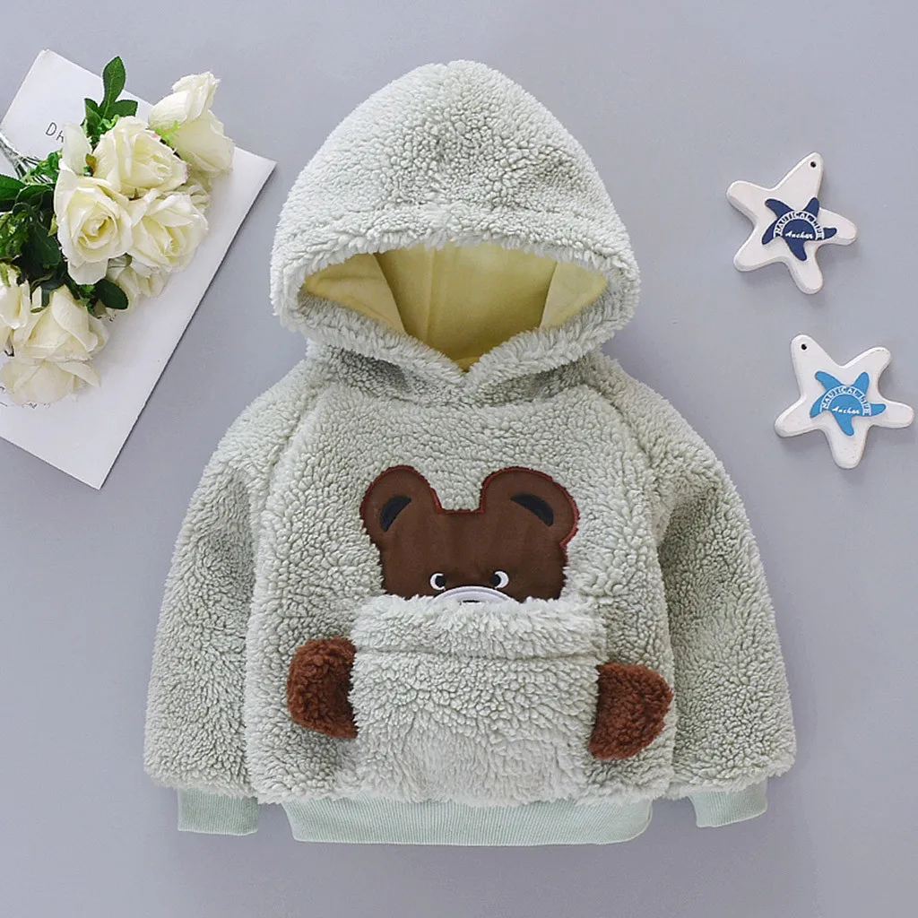 SAGACE Baby tops Winter children kids cute Pullover Hoodie Warm Sweatshirt Toddler Baby Girls Windproof Cartoon Long Sleeve