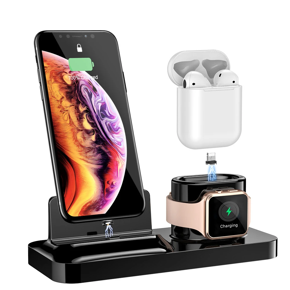 Зарядная док станция NORTHFIRE 3 в 1 для Apple Watch Airpods базовая подставка iphone 11 Pro Max QI