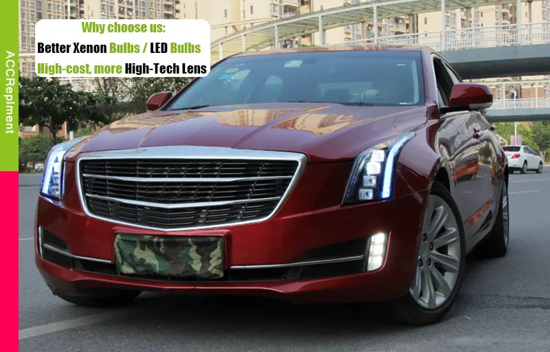 Автомобильный Стайлинг для Cadillac ATS светодиодный фары 2013- светодиодный головной фонарь все светодиодный Противотуманные фары Дневные ходовые огни