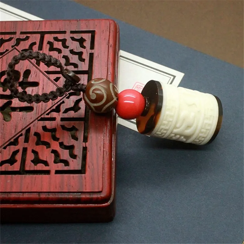 Этническая натуральная коровья кость Бодхи поворотная цепочка для ключей ручной