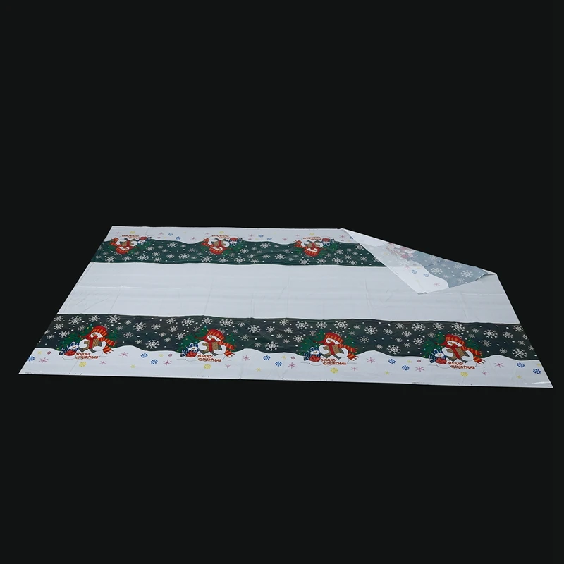 New-Christmas Disposable Tablecloth Festive Rectangle Oblong Table Cloth Xmas Tableware Dining Kitchen Table Cover 110*180cm