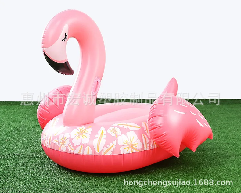 Currently Available Wholesale Hot Selling 150CM Sleeping Beauty Pink Flamingo Floating Row Riding Water Inflatable Floating Bed