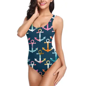 

Women BikiniColorful Anchor Sexy Bandage One Backless Swimsuit Female Swimsuit Bodysuit Beach Wear New Swimsuit Monokini