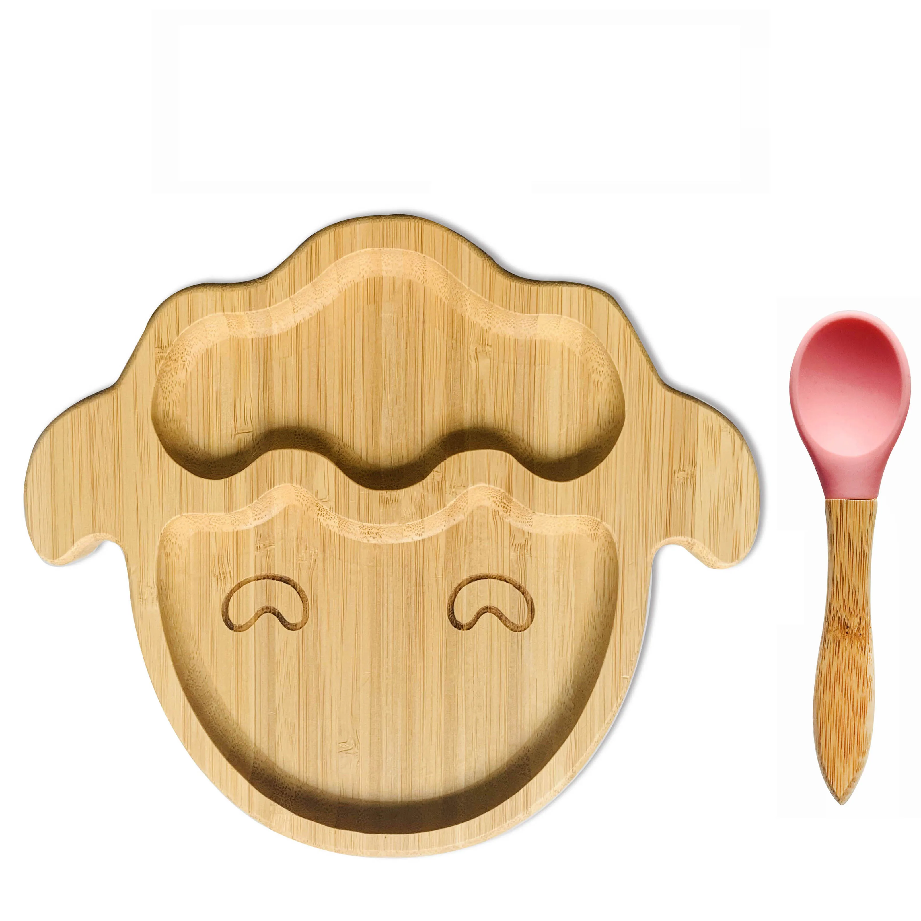 Высококачественная детская всасывающая чаша с вилкой из козы и подходящая ложка