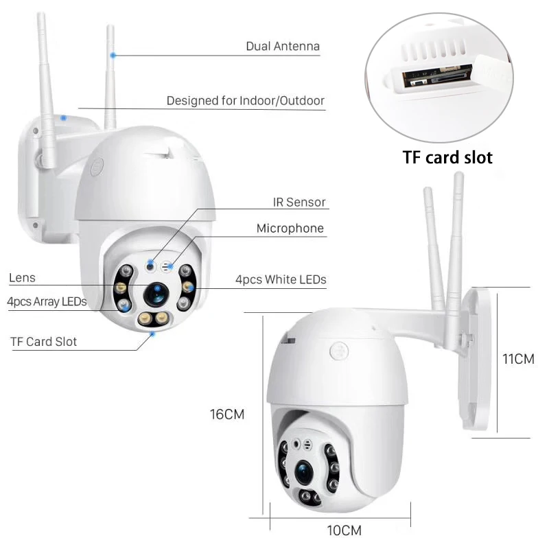 PTZ скоростная Мини купольная камера 1080P Беспроводная CCTV WIFI водонепроницаемая ip WiFi