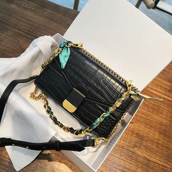 

Crocodile pattern Dionysus bag female classic autumn winter with silk scarf chain bag lady style one shoulder small square bag