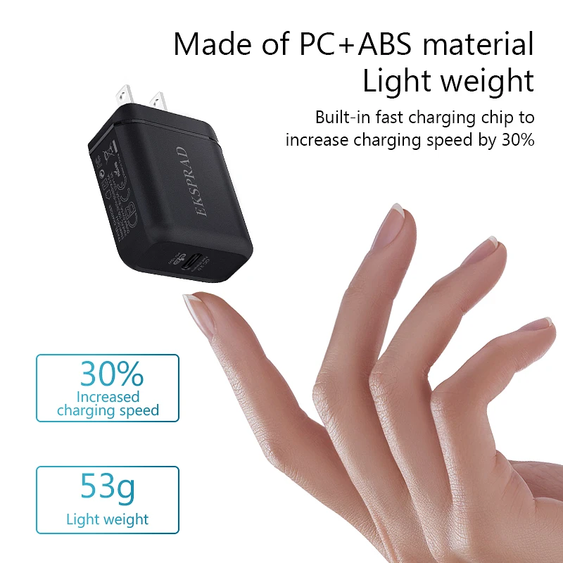 Eksprad для iphone быстрое зарядное устройство USB C к Lightning Кабель 18 Вт PD USB C настенное зарядное устройство Тип c Быстрая зарядка США Разъем для iphone 11 Pro