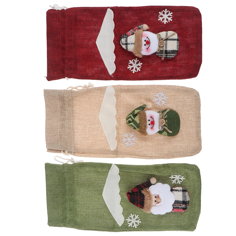 Чехол для сумки Снеговик Санта Клаус блестки Рождественское украшение новая красная винная бутылка